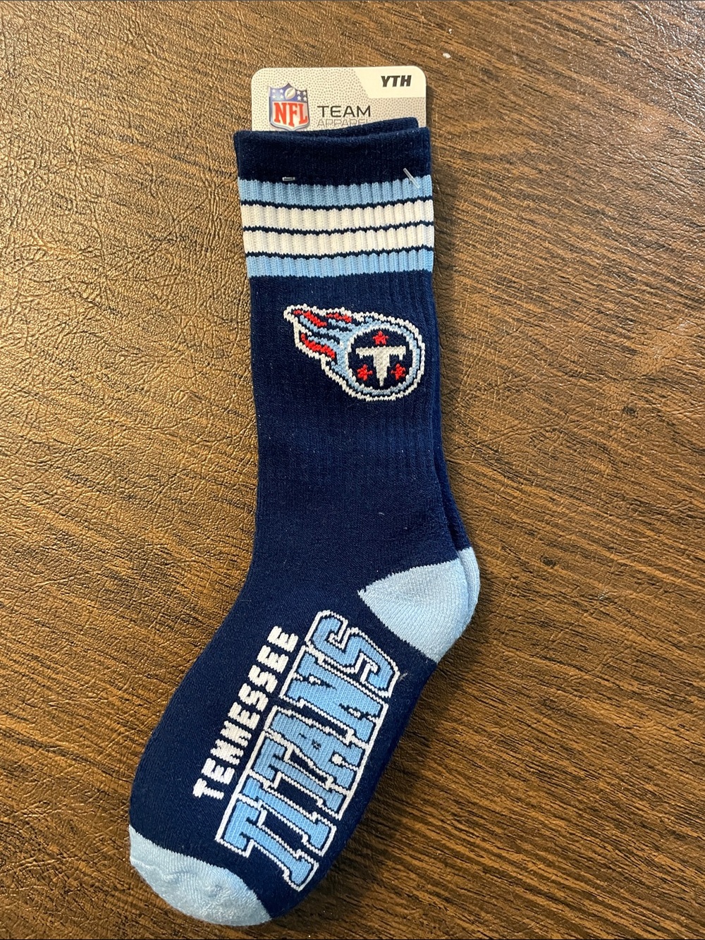 NFL Tennessee Titans Navy and Light Blue Crew Socks
